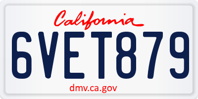 CA license plate 6VET879
