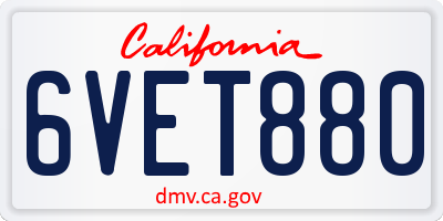 CA license plate 6VET880