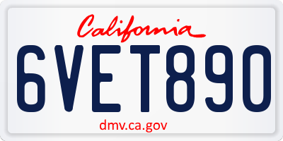 CA license plate 6VET890