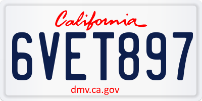 CA license plate 6VET897