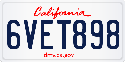 CA license plate 6VET898