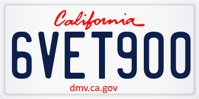 CA license plate 6VET900