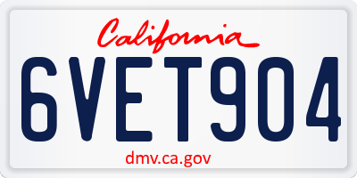 CA license plate 6VET904