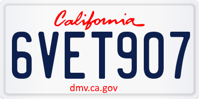 CA license plate 6VET907