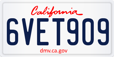 CA license plate 6VET909