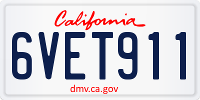 CA license plate 6VET911