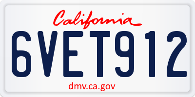 CA license plate 6VET912