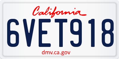 CA license plate 6VET918
