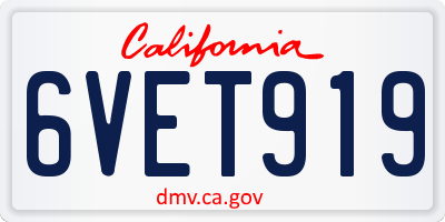 CA license plate 6VET919