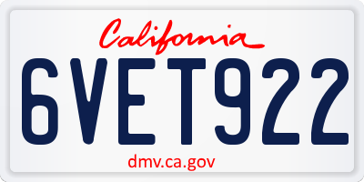 CA license plate 6VET922