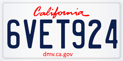 CA license plate 6VET924
