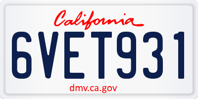 CA license plate 6VET931