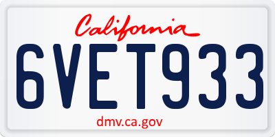 CA license plate 6VET933