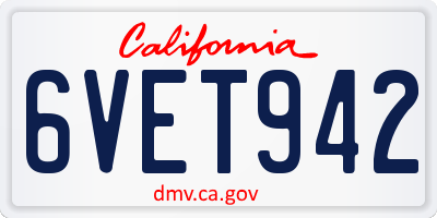 CA license plate 6VET942