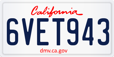 CA license plate 6VET943