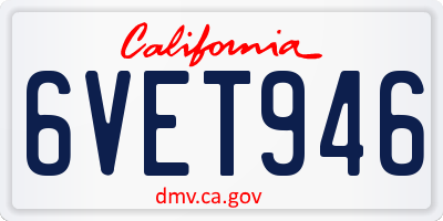 CA license plate 6VET946
