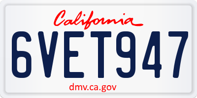 CA license plate 6VET947