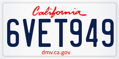 CA license plate 6VET949