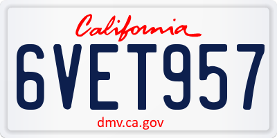 CA license plate 6VET957