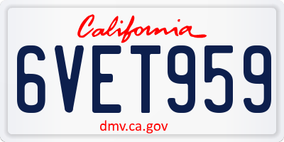 CA license plate 6VET959