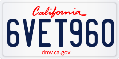 CA license plate 6VET960