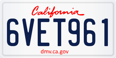 CA license plate 6VET961