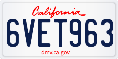 CA license plate 6VET963