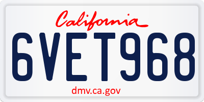 CA license plate 6VET968