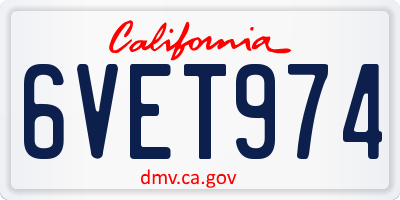 CA license plate 6VET974