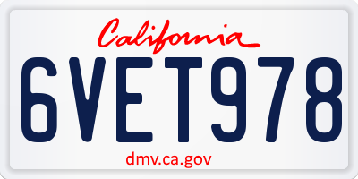 CA license plate 6VET978