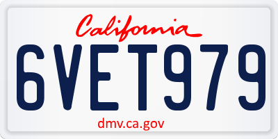 CA license plate 6VET979