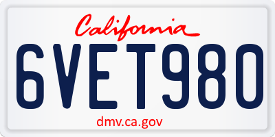 CA license plate 6VET980