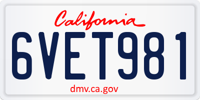 CA license plate 6VET981