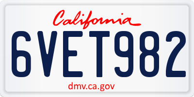 CA license plate 6VET982