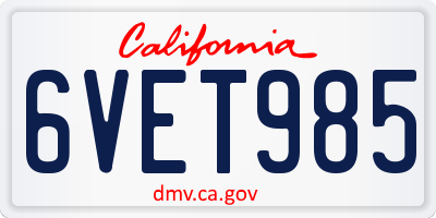 CA license plate 6VET985