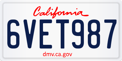 CA license plate 6VET987
