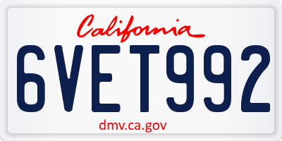 CA license plate 6VET992