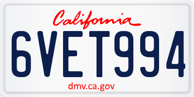 CA license plate 6VET994