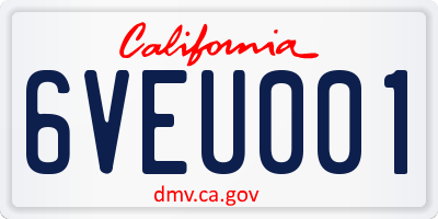 CA license plate 6VEU001