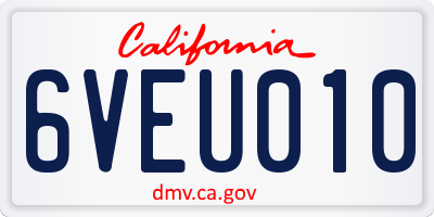 CA license plate 6VEU010