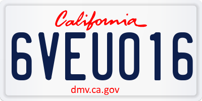 CA license plate 6VEU016