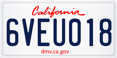 CA license plate 6VEU018