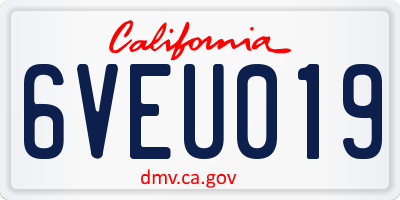 CA license plate 6VEU019