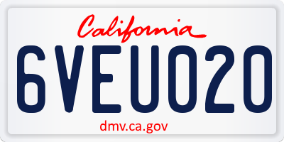 CA license plate 6VEU020