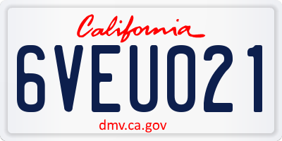 CA license plate 6VEU021