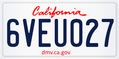 CA license plate 6VEU027