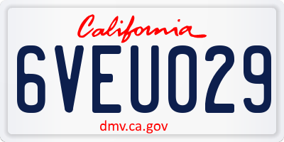 CA license plate 6VEU029