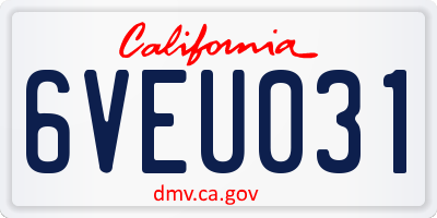 CA license plate 6VEU031