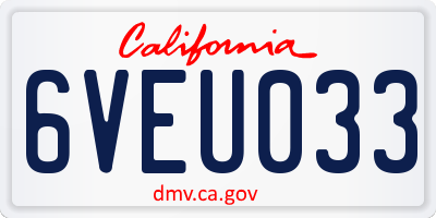 CA license plate 6VEU033
