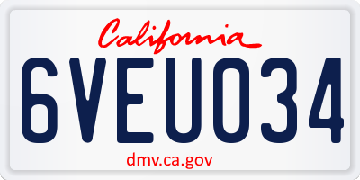 CA license plate 6VEU034